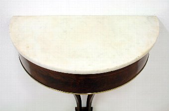 Antique French Demi Lune Marble Top Console Table