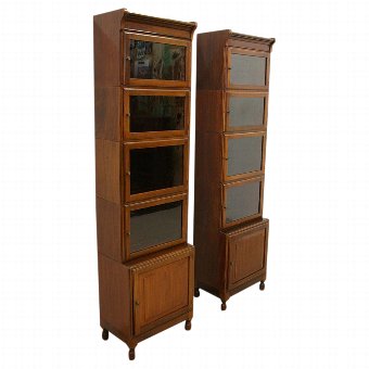Pair of Tall Mahogany Sectional/Stacker Bookcases