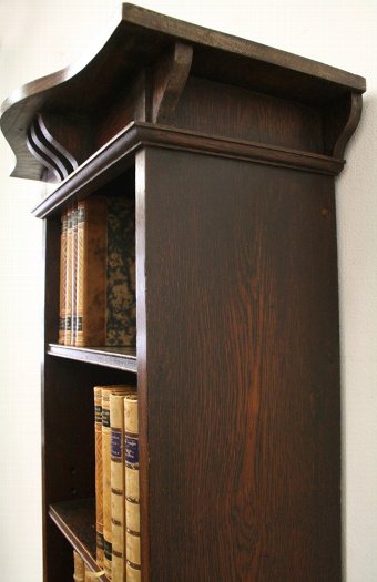 Antique Art Nouveau Oak Open Bookcase