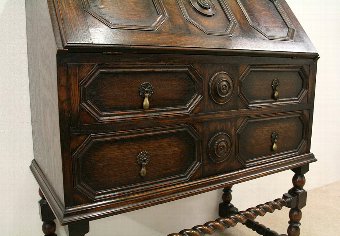 Antique Jacobean Style Oak Bureau