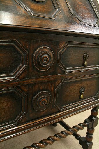 Antique Jacobean Style Oak Bureau