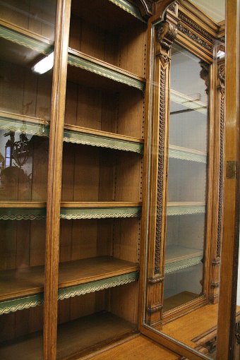 Antique Victorian Oak Four Door Library Bookcase