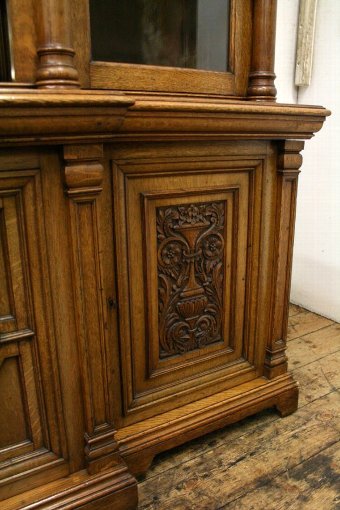 Antique Victorian Oak Four Door Cabinet Bookcase