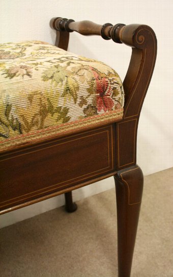 Antique Sheraton Style Inlaid Mahogany Duet Stool