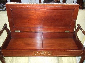 Antique Sheraton Style Inlaid Mahogany Duet Stool