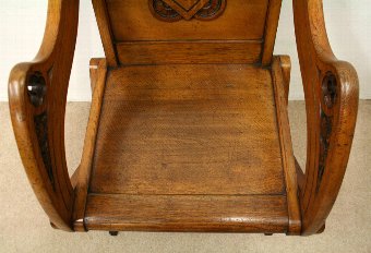 Antique Victorian Oak Gothic Revival Hall Chair
