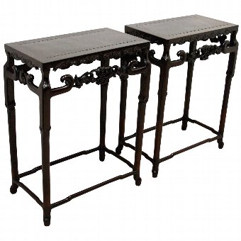Pair of Chinese Rosewood Hall/Side Tables