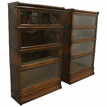 Pair of Globe Wernicke Oak Sectional/Stacker Bookcases