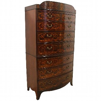 George III Inlaid Mahogany Bow Front Chest on Chest