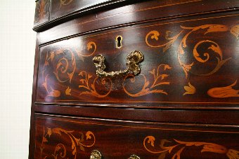 Antique George III Inlaid Mahogany Bow Front Chest on Chest