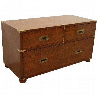 Mid Victorian Teak Military Chest/Coffee Table