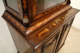 Antique Dutch Marquetry Display Cabinet