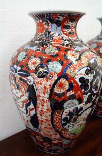 Antique Pair of Japanese Imari Vases