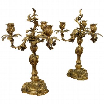 Pair of French Ormolu Candelabra