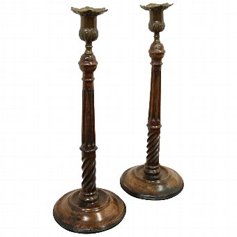 Pair of Georgian Style Mahogany Candlesticks