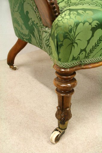 Antique Mid Victorian Carved Walnut Ladies Easy Chair