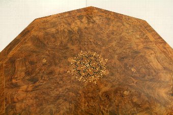 Antique Mid Victorian Burr Walnut Octagonal Centre Table