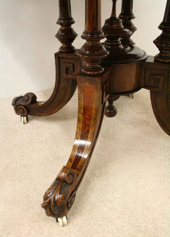 Antique Mid Victorian Burr Walnut Octagonal Centre Table