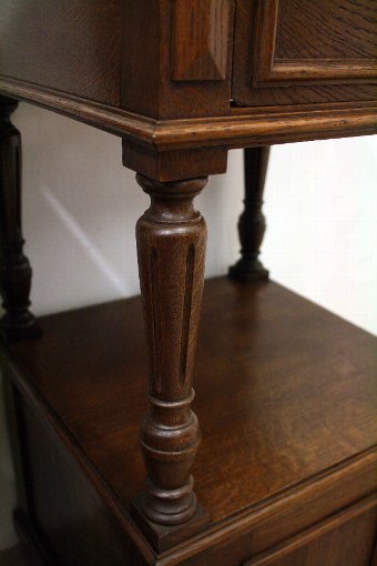 Antique Pair of French Oak and Marble Top Bedside Cabinets