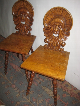 Set of 4 Oak Hall Chairs