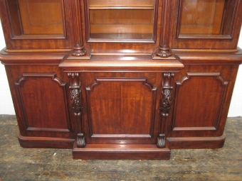 Antique Mid Victorian Profusely Carved Mahogany Bookcase
