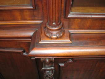 Antique Mid Victorian Profusely Carved Mahogany Bookcase