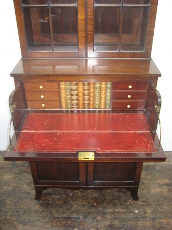 Antique Neat Mahogany Secretaire Bookcase