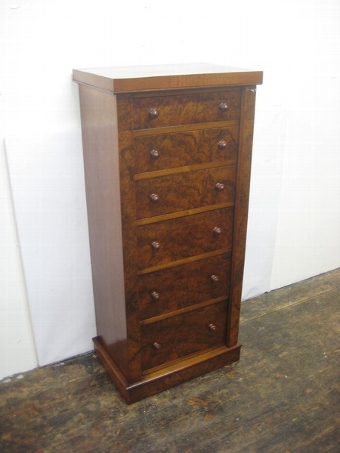 Victorian Burr Walnut Wellington Chest