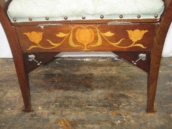 Antique Art Nouveau Mahogany Piano Stool