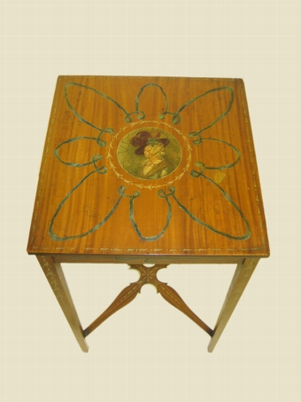 Antique Edwardian Adams Style Painted Satinwood Occasional Table
