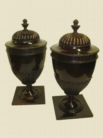 Pair of George III Mahogany Cutlery Urns