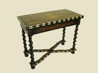 Northern Italian Marquetry and Ivory Inlaid Foldover Card Table