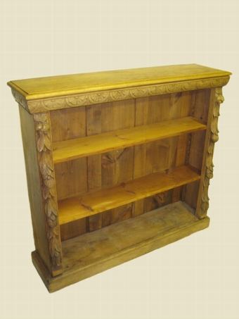 Victorian Floral Carved Oak Open Bookcase