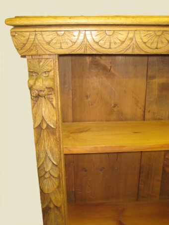 Antique Victorian Floral Carved Oak Open Bookcase