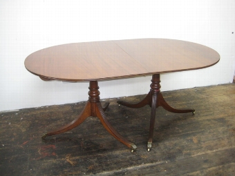 George III Style Mahogany Twin Pillar Dining Table