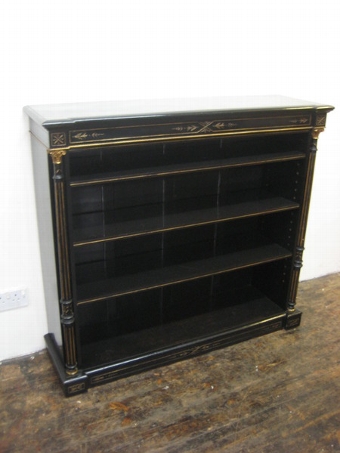 Ebonised and Gilt Metal Mounted Open Bookcase