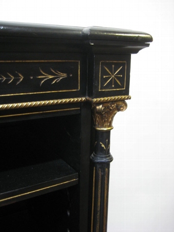 Antique Ebonised and Gilt Metal Mounted Open Bookcase