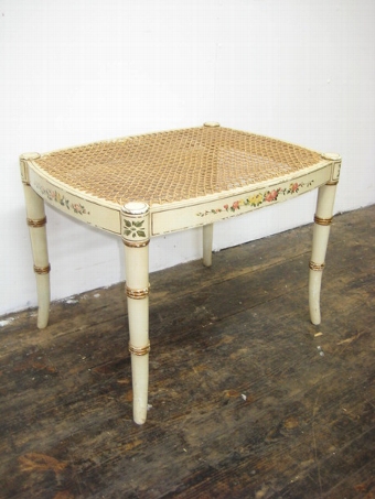 Bergere and Painted Faux Bamboo Stool