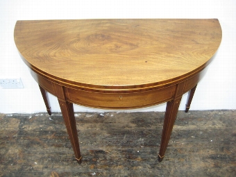 Antique Scottish George III Demi Lune Mahogany Card Table