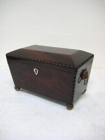 Scottish George IV Mahogany Sarcophagus Shaped Tea Caddy