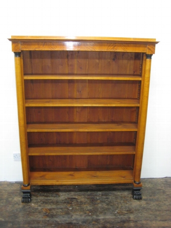 Antique Swedish Satin Birch Open Bookcase