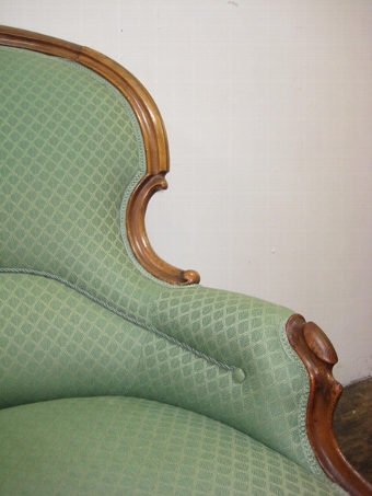 Antique Pair Victorian Walnut Gents Arm Chairs