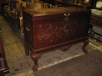 Carved Mahogany Silver Chest