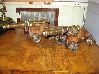 Pair of Brass Miniature Table Cannons