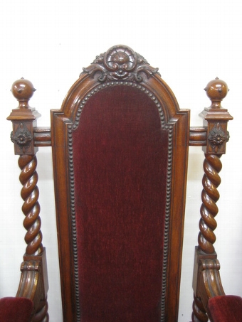 Antique Set of 3 Mid Victorian Carved Oak Chairs