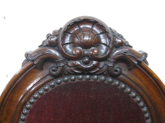 Antique Set of 3 Mid Victorian Carved Oak Chairs