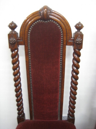 Antique Set of 3 Mid Victorian Carved Oak Chairs