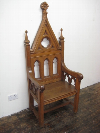 Carved Oak Gothic Armchair