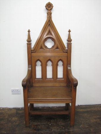 Antique Carved Oak Gothic Armchair