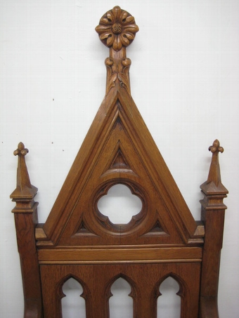 Antique Carved Oak Gothic Armchair